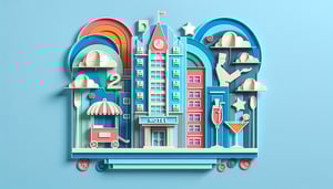 Paper art illustration depicting a hotel sales lead form template for FormCreatorAI article