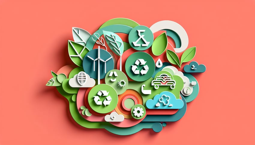 Paper art illustration depicting environmental themes for an article on survey form template by FormCreatorAI