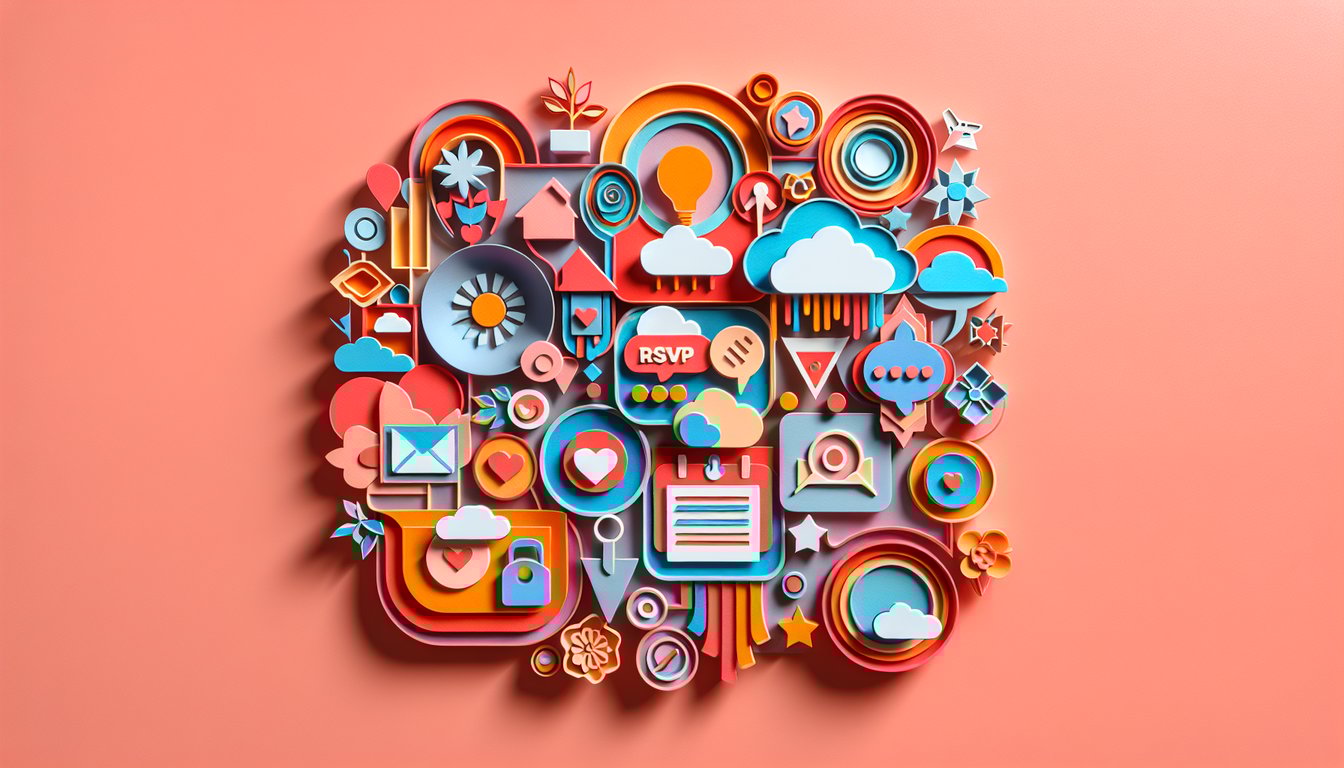 Paper art illustration showcasing an RSVP form template for FormCreatorAI article