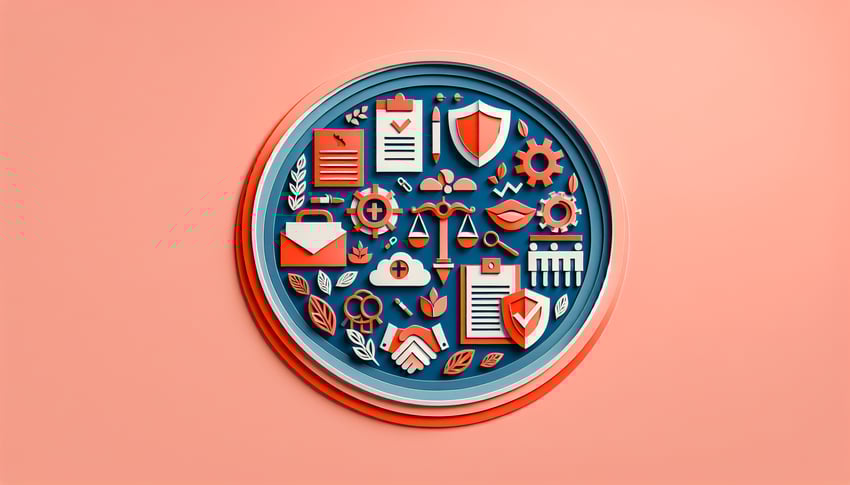 paper art illustration depicting an indemnity waiver form for FormCreatorAI article