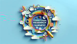 Paper art illustration depicting a survey form template for correlational research.