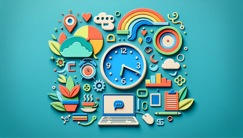 Paper art illustration depicting a virtual office setting with a form template and digital devices on a desk