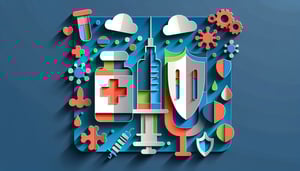Paper art illustration depicting an immunization record form for an article on FormCreatorAI