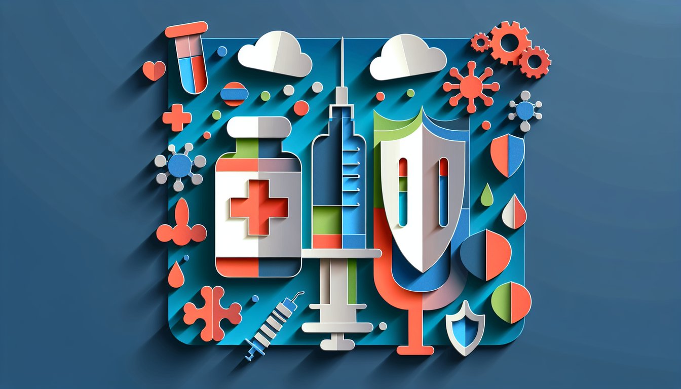Paper art illustration depicting an immunization record form for an article on FormCreatorAI