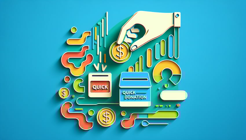 Paper art illustration showcasing a donation form layout with simple design elements for quick contributions.