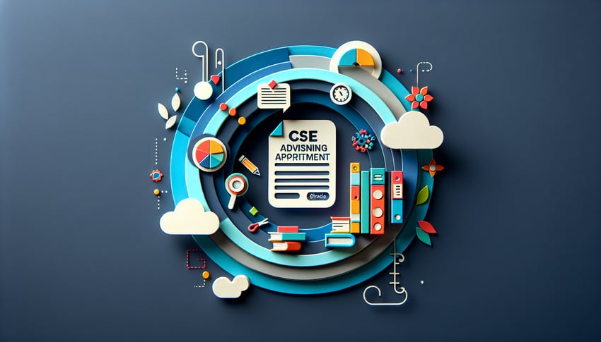 Paper art illustration related to CSE advising appointment request form template and FormCreatorAI.