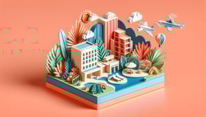 Paper art illustration representing a hotel RFP form template for FormCreatorAI article
