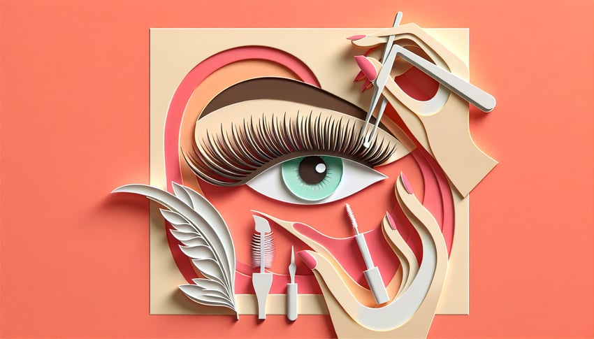 Artistic paper illustration related to eyelash extension consent form template for FormCreatorAI article