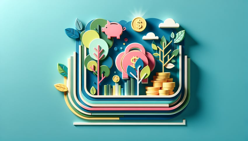 paper art illustration depicting a funds request form template for FormCreatorAI article