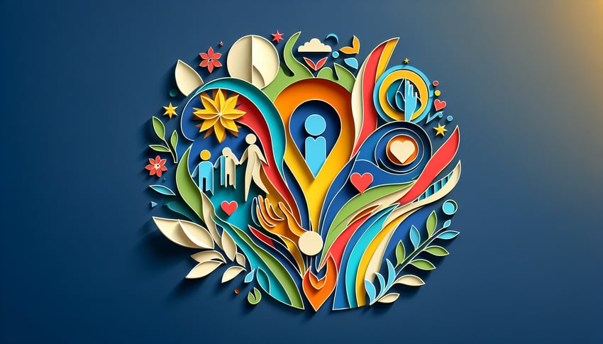 Paper art illustration showcasing a volunteer availability form template with vibrant colors and creative design elements