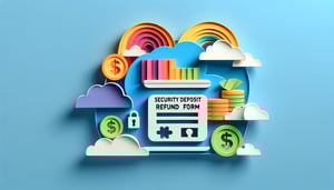 Paper art illustration representing a security deposit refund form for a template article by FormCreatorAI