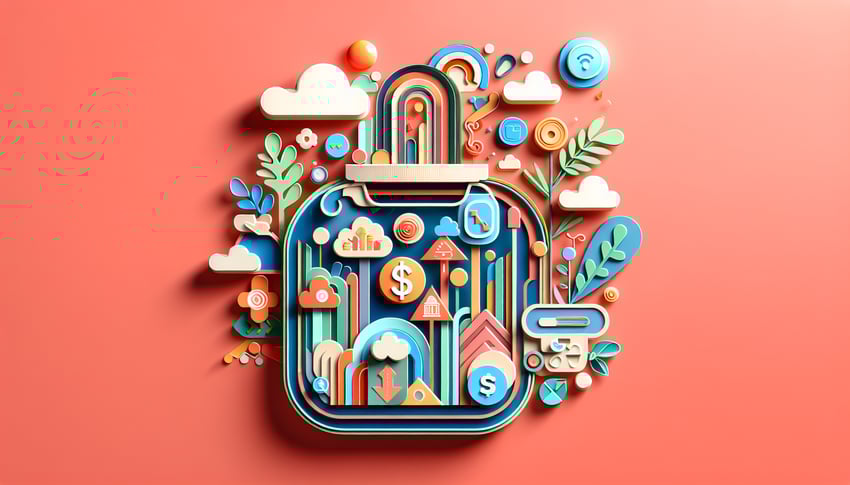 Paper art illustration depicting a virtual tip jar form template for FormCreatorAI article