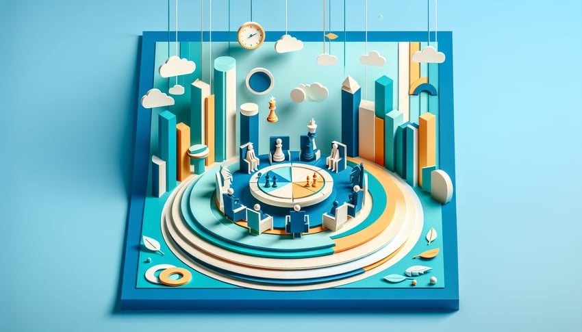 Paper art illustration depicting a board of directors application form for FormCreatorAI