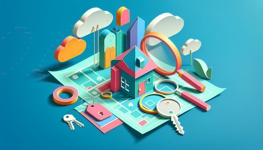 Paper art illustration showcasing a real estate application form template for FormCreatorAI article