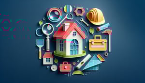 paper art illustration depicting a home inspection form with checkboxes and writing space for notes and observations