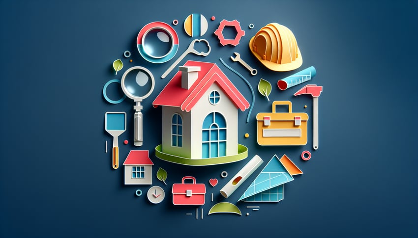 paper art illustration depicting a home inspection form with checkboxes and writing space for notes and observations