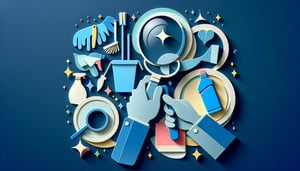 Paper art illustration depicting a cleaning inspection checklist form for article on FormCreatorAI