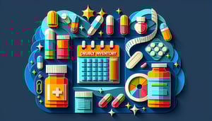 Paper art illustration depicting a Monthly Drug Inventory Form Template for FormCreatorAI article
