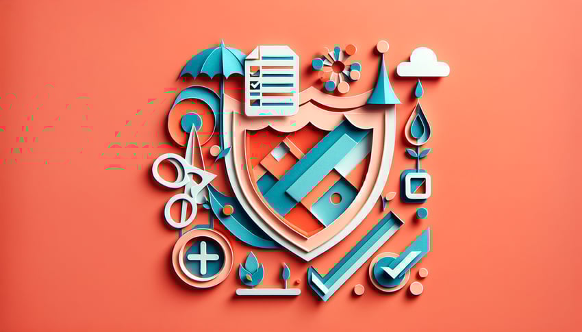 paper art illustration depicting a policy cancellation form template for FormCreatorAI article