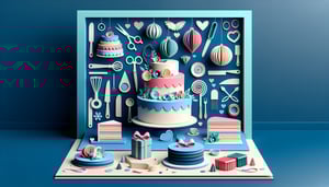 Paper art illustration showcasing a custom cake order form with decorative elements for FormCreatorAI article