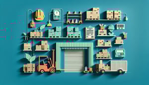 Paper art illustration depicting a warehouse job application form for FormCreatorAI article