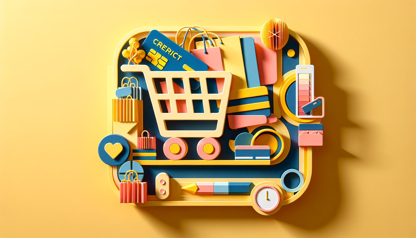 Paper art illustration depicting a simple product purchase form design for FormCreatorAI article