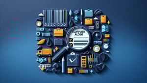 Paper art illustration highlighting a supplier audit checklist form with various document icons and organizational elements