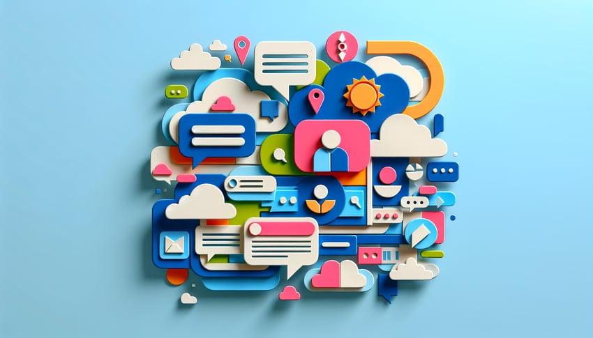 Paper art illustration featuring a moderator application form design for a chat template by FormCreatorAI