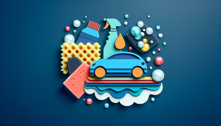 Paper art illustration depicting a car detailing appointment form template for FormCreatorAI article