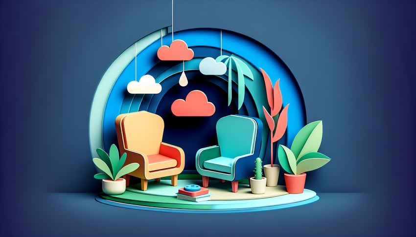 Paper art illustration depicting a school counseling progress note form template relevant to FormCreatorAI