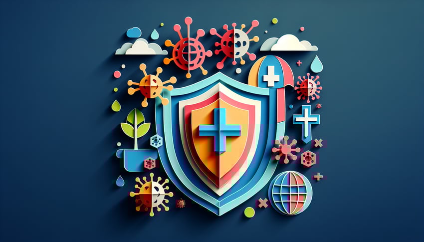 Paper art illustration related to Coronavirus-19 health declaration form template and FormCreatorAI.