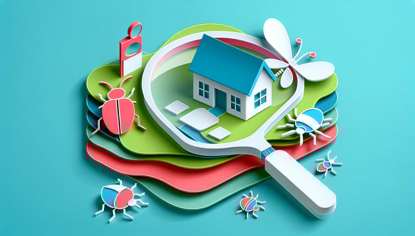 Paper art illustration showcasing a pest inspection form template for FormCreatorAI article