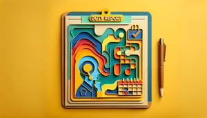 Paper art illustration highlighting a duty report form template for FormCreatorAI article