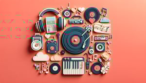Paper art illustration depicting a wedding DJ planning form template for FormCreatorAI article.