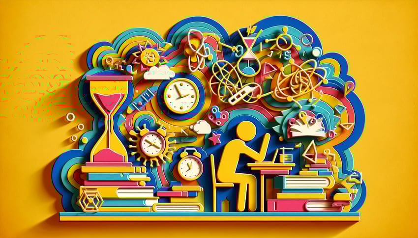 Paper art illustration depicting a teen stress survey form design with creative elements and vibrant colors