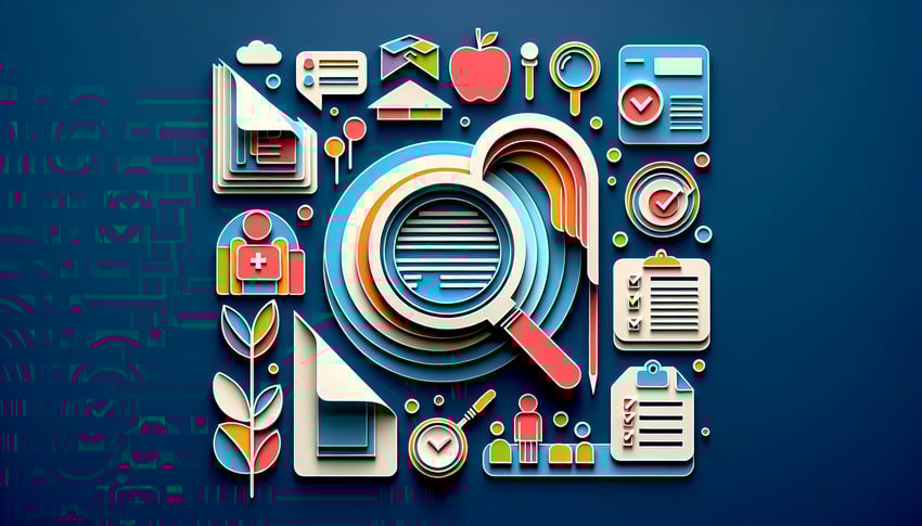 Colorful paper art illustration representing a teacher application form template for FormCreatorAI.