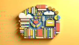 Paper art illustration related to book donation form template and FormCreatorAI, featuring creative design elements.