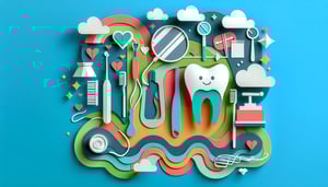 Paper art illustration showcasing a dental narrative submission form template for FormCreatorAI article
