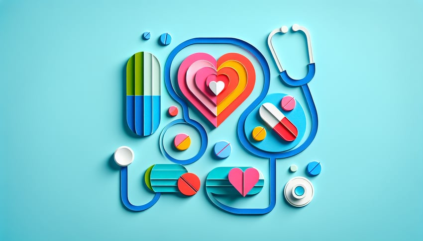 Colorful paper art illustration representing a treatment plan development form template for FormCreatorAI.
