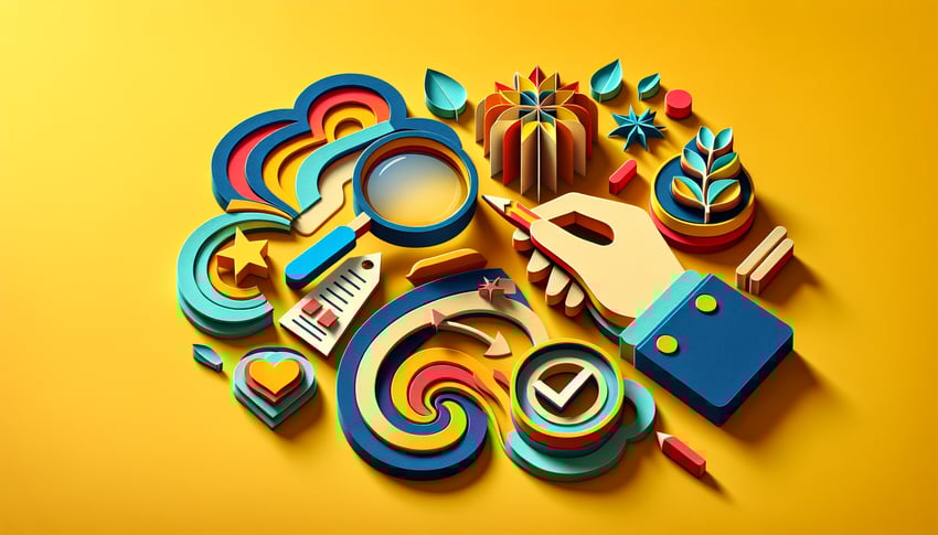 Paper art illustration depicting a performance appraisal form template for FormCreatorAI article