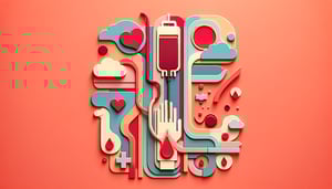 Paper art illustration depicting a blood transfusion consent form for an article on FormCreatorAI