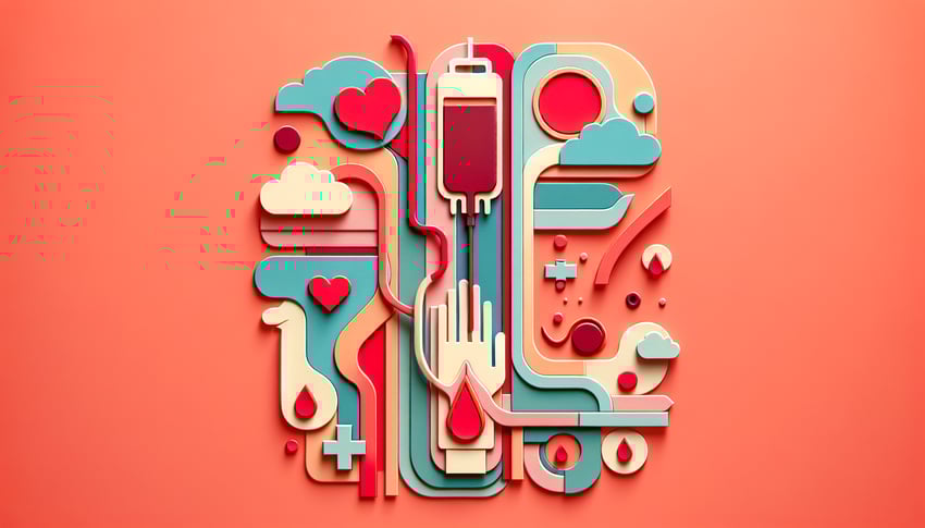 Paper art illustration depicting a blood transfusion consent form for an article on FormCreatorAI