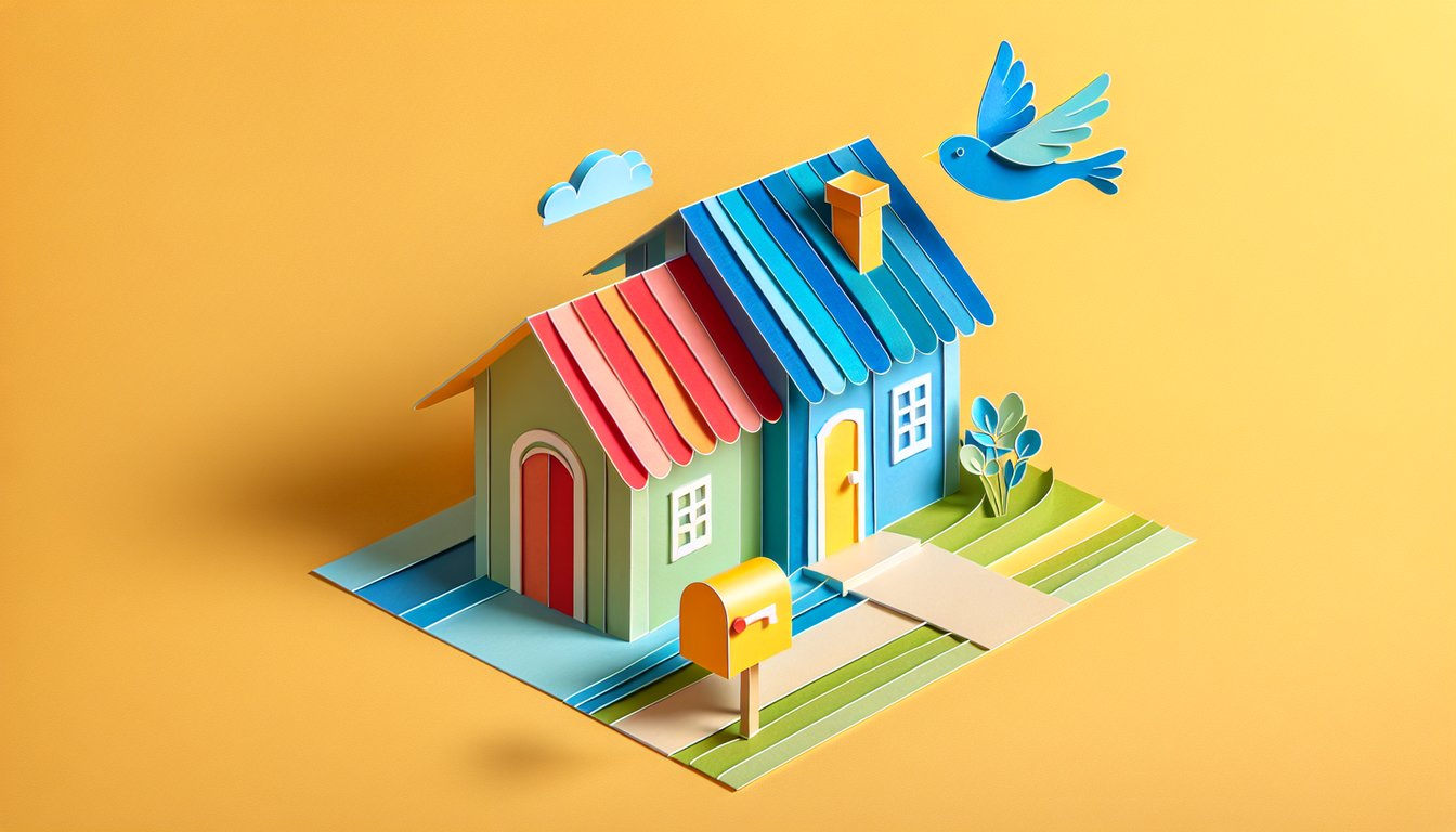 Paper art illustration depicting a forwarding address form for FormCreatorAI article