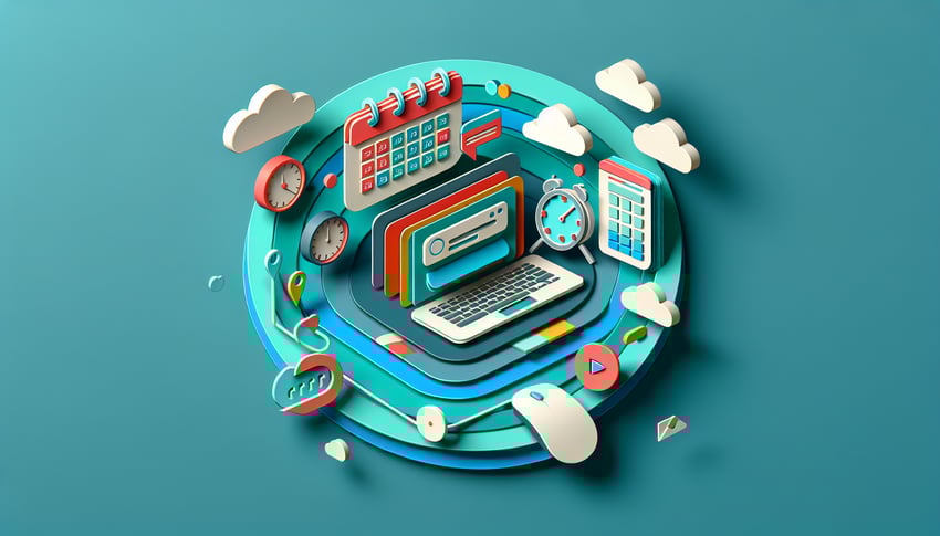 Paper art illustration showcasing an online event registration form for FormCreatorAI.