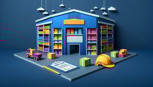 Paper art illustration depicting a warehouse inspection checklist template for FormCreatorAI article