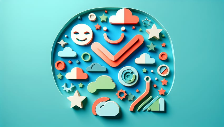 Paper art illustration representing a software satisfaction survey form template for FormCreatorAI article