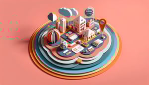 Colorful paper art illustration representing a trade show lead form template and its features