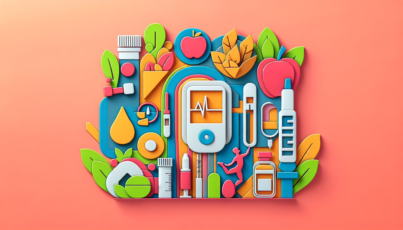 Paper art illustration depicting an advanced diabetes supply order form template for FormCreatorAI article