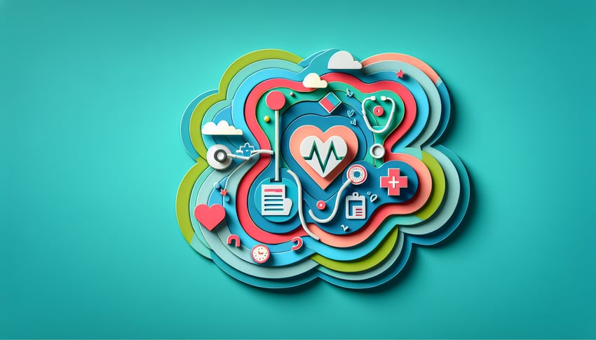 Paper art illustration depicting a HIPAA medical history form template.