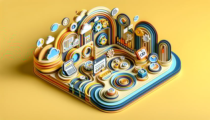 Paper art illustration related to EOD Form Template and FormCreatorAI features design elements and form layout concepts